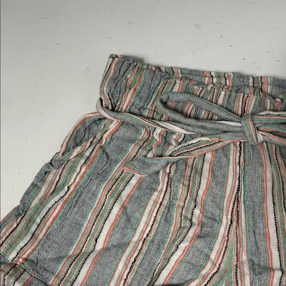 Planet Gold Medium Striped Elastic Waist Pull On Multi Color Tie Waist Shorts